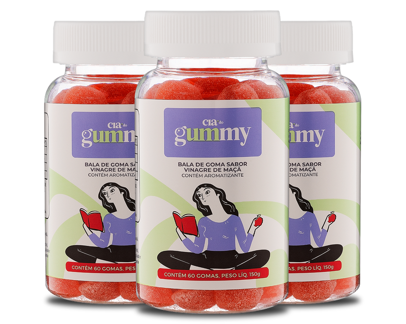 Gummy - Auxílio no Emagrecimento por 3 meses - Vinagre de Maçã - 180 gomas - 3 potes