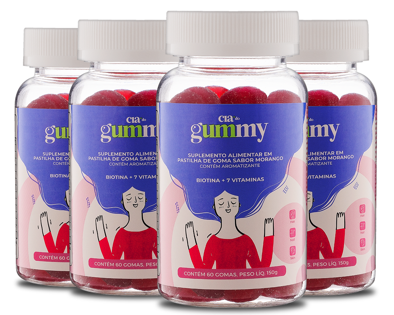 Gummy - Tratamento Cabelo, Pele e Unha por 4 meses - 240 Gomas - 4 potes